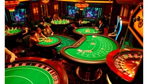 Experience excitement with casino tables and roulette in this engaging gambling scene from https://hoyenapple.com/ver-compartir-apple-music-replay-2023/.
