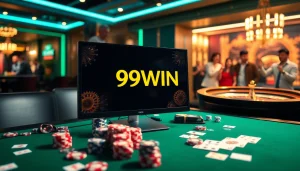 Playing cards and chips on a table at 99WIN online casino, showcasing the thrill of gambling.