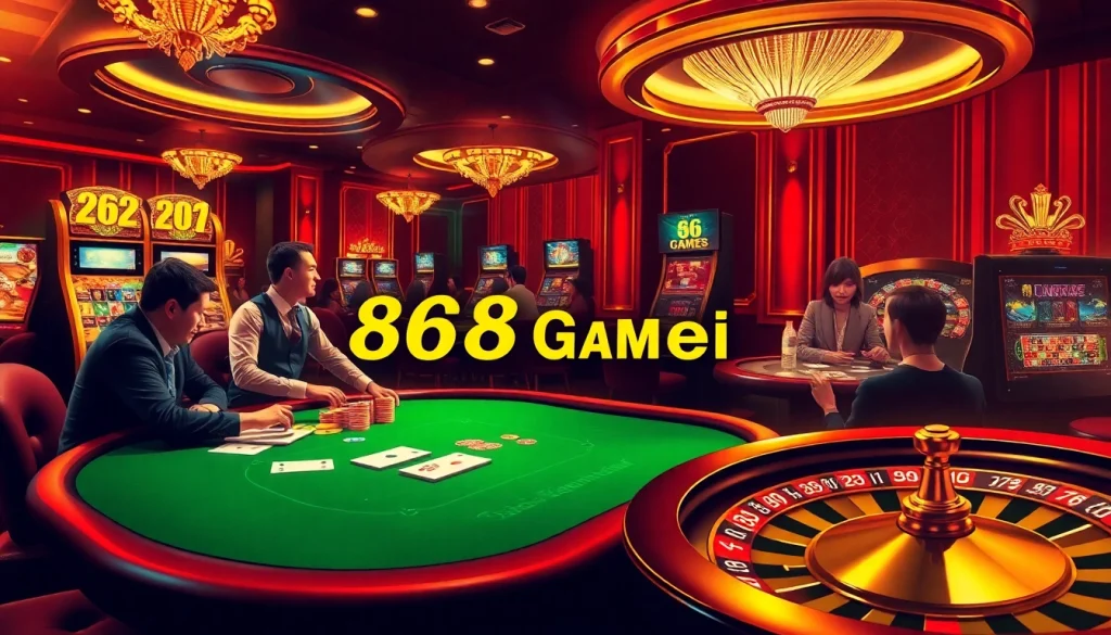 Engaged players at 68 Game Bài, enjoying an upscale casino atmosphere filled with excitement.