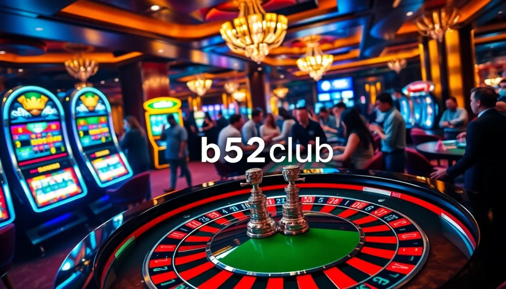 Players enjoying a vibrant roulette table scene at b52club casino, surrounded by excitement and luxury.