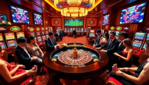 Experience the excitement of RR88 with vibrant casino tables and enthusiastic players.