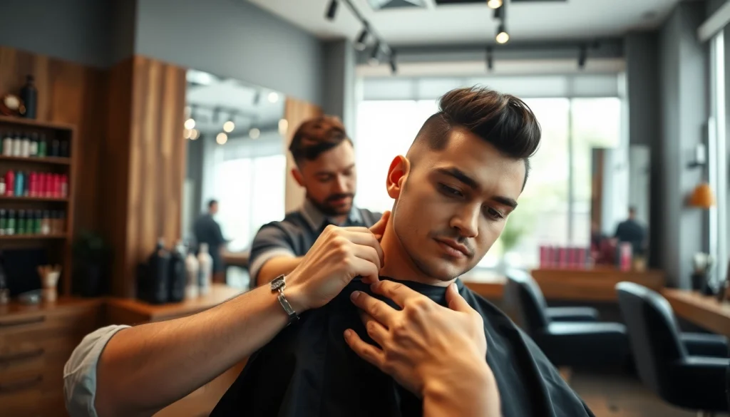 Frizer Craiova oferind o tunsoare profesionistă clientului într-un salon modern.