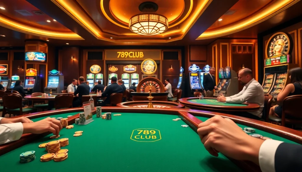 Exciting poker action at 789CLUB with players and vibrant casino atmosphere.