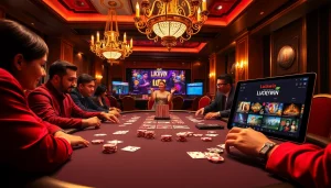 Experience excitement at Luckywin's vibrant poker table with immersive gameplay visuals.