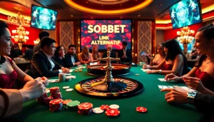 Exciting casino atmosphere featuring sbobet link alternatif on display with luxury gaming elements.