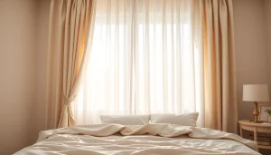 Visually striking verduisterende gordijnen in a beautifully decorated bedroom for optimal light control.