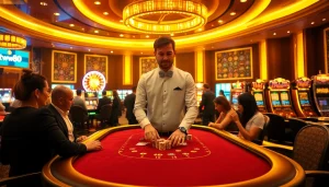 Experience thrilling gameplay at ww88 with an elegant poker table and vibrant casino ambiance.