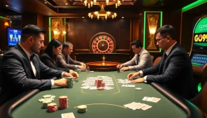 Experience thrilling gameplay at GO99 casino with vibrant poker chips and an exciting roulette wheel.