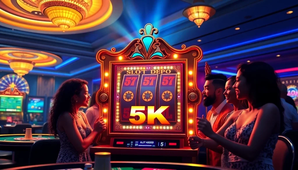 Spin at the Slot Depo 5K machine, where excitement meets opportunity in a vibrant casino scene.