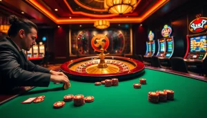 IWIN68 players engaged in high-stakes poker under luxurious casino lights