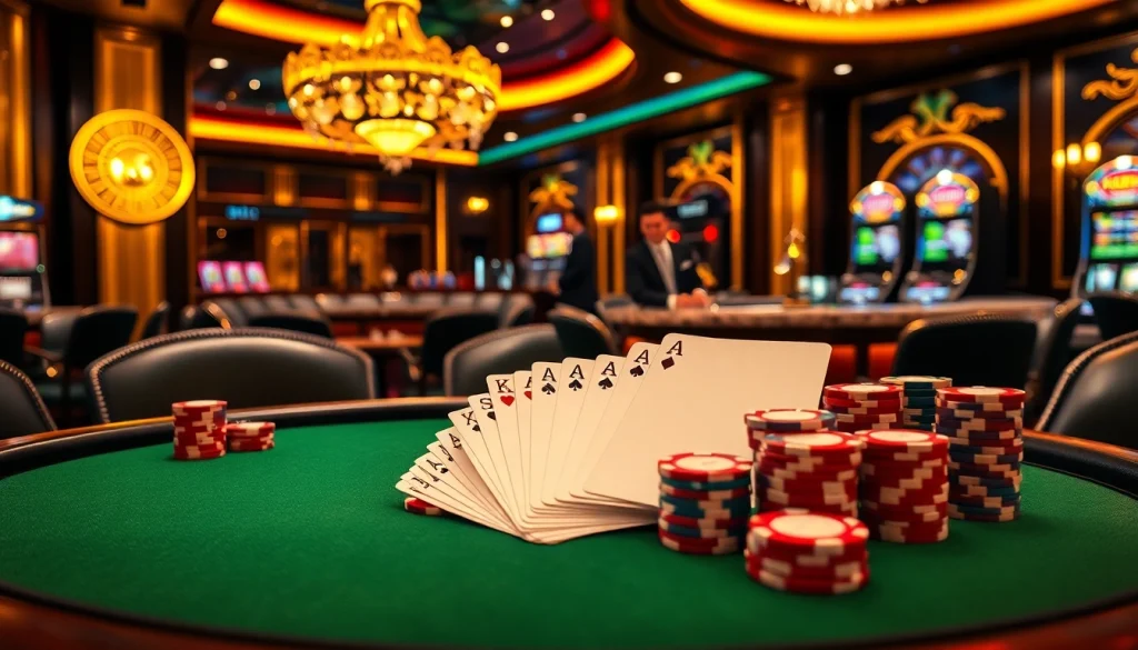 Experience high-stakes gaming with the vibrant allure of XX88-themed casino tables and chips.