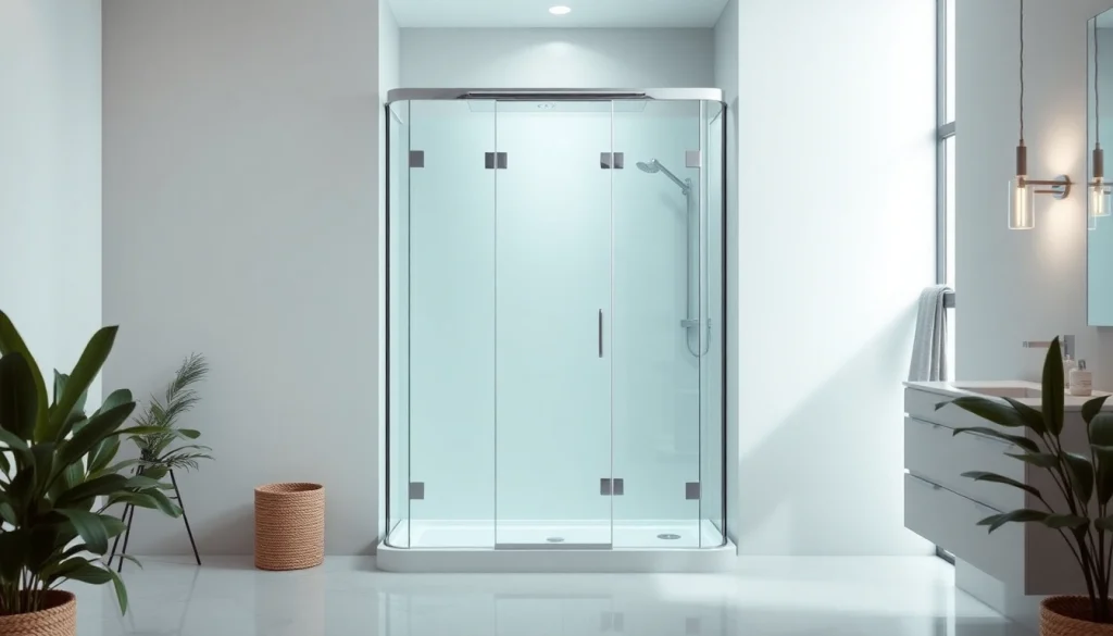 Duschkabine 90x90 in einem eleganten Badezimmer, das modernes Design und klare Linien zeigt.