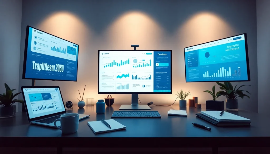 Dynamic digital marketing workspace showcasing tylelekeo88.me analytics and creativity in a modern setting.