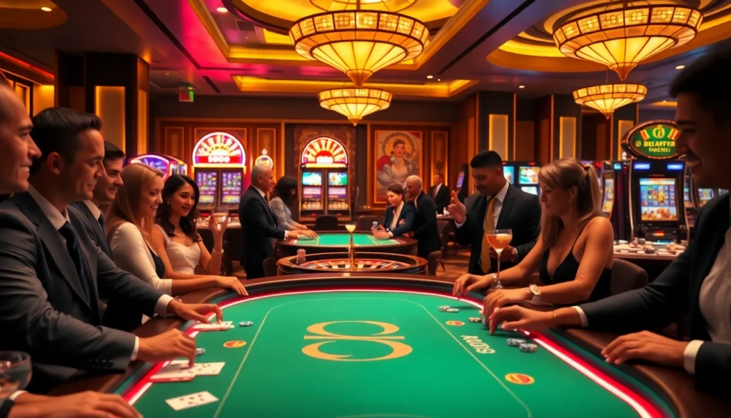 SODO-themed poker table in an upscale casino environment with lively gameplay.