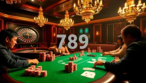 Winning at the 789 win casino table, showcasing cards and chips in a vibrant setting.