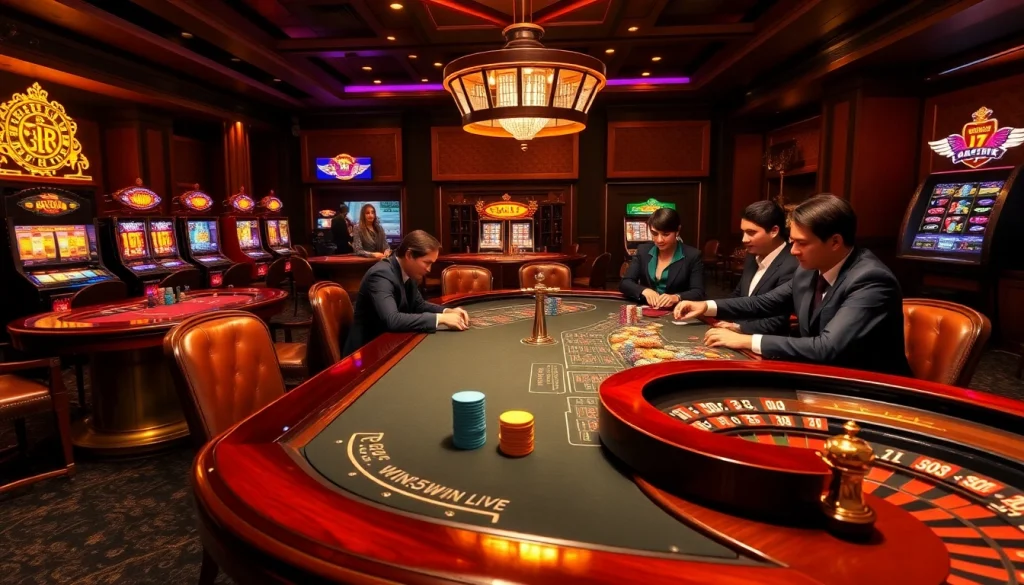 Excited gamblers play at a luxury poker table, highlighting win55win.live as a top online casino.