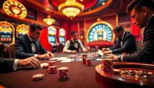 KJC-themed high-stakes poker table with luxurious ambiance and intense gameplay.