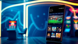 An engaging digital interface featuring online games and the Samsung Galaxy S8 smartphone, highlighting the thrill of gaming.