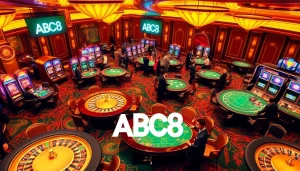 Players enjoying vibrant table games and slots at ABC8 casino showcasing excitement and luxury.