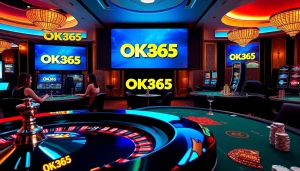 Experience the excitement of online gambling at OK365 with vibrant casino tables and betting action.