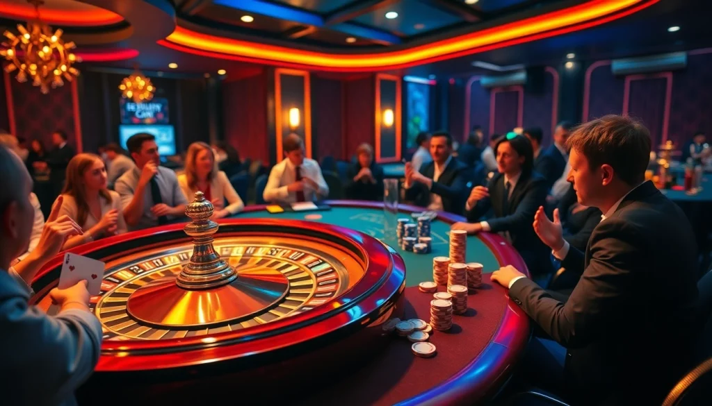 Exciting casino scene with poker chips and cards featuring 123B elements, capturing the thrill of gambling.