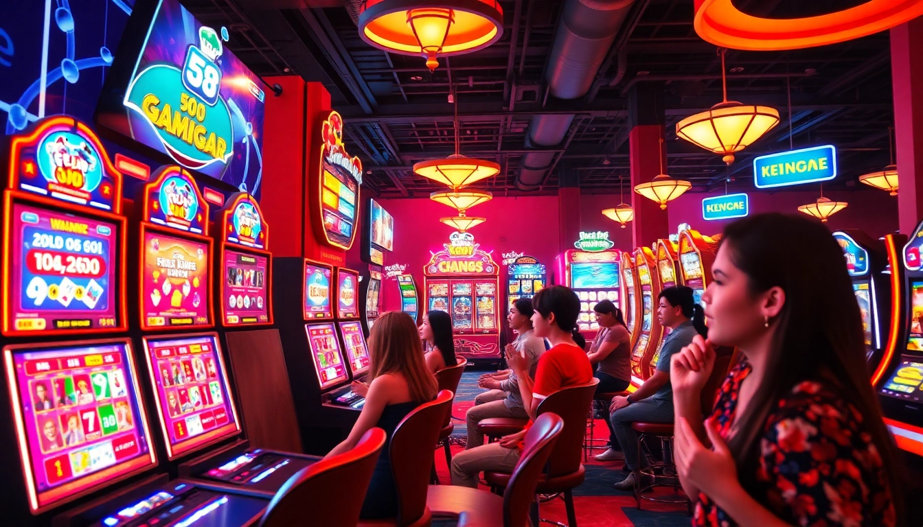 Exciting gaming scene at 68 Game Bài showcasing vibrant card games and players engaged, emphasizing online entertainment.