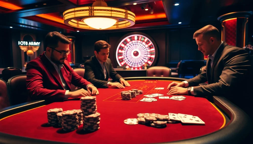 Experience high-stakes action at jun88.army with professional players at a luxurious poker table.