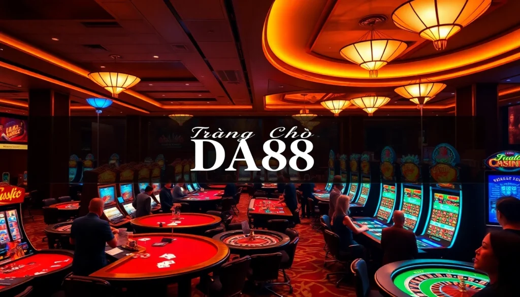 Excited gamblers engaging in games at Trang Chủ DA88’s luxurious casino.