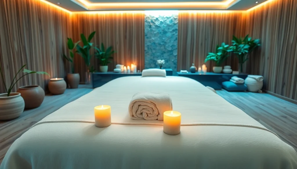 Experience beauty spas near me with a tranquil treatment room featuring calming decor and warm lighting.
