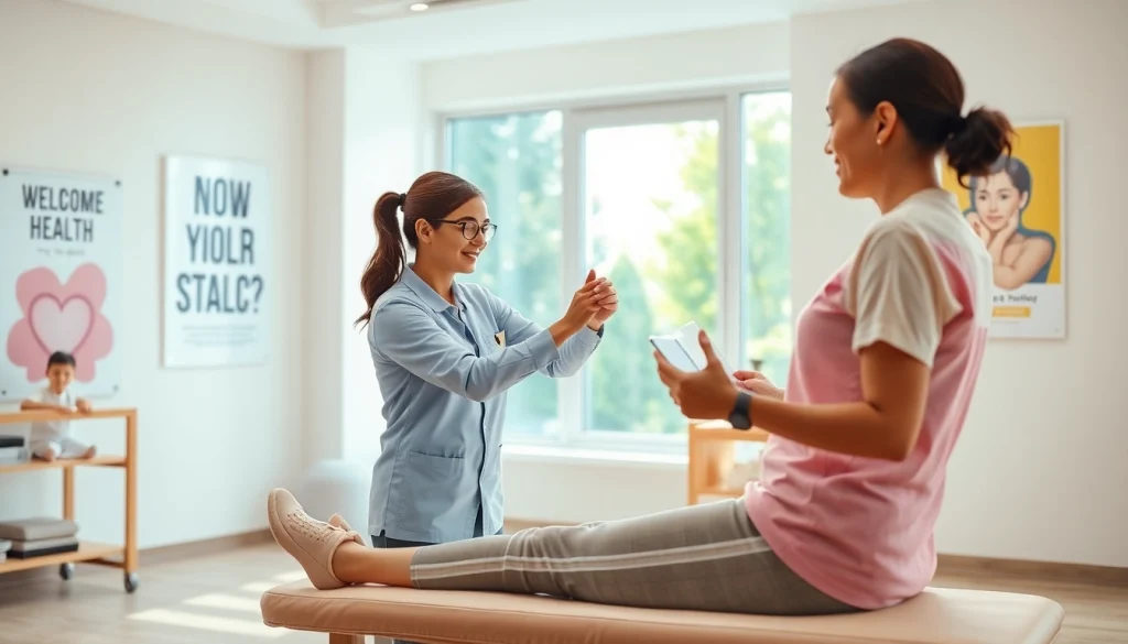 Webseite mit professioneller Physiotherapie-Sitzung in hellem, einladendem Raum.