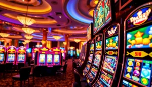 Experience thrilling gameplay at jamuslot with vibrant slot machines and festive casino atmosphere.