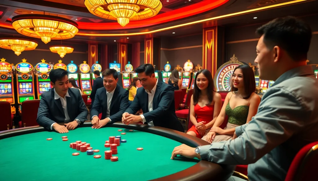 Players eagerly engaging at the OKfun casino table, maximizing their gaming experience.