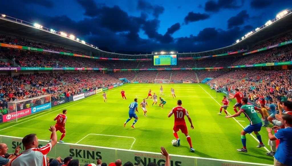 Exciting football match scene showcasing live betting insights from https://keonhacai.study/ amidst cheering fans.