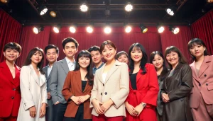 日本の有名人に関するトピックを中心に魅力的なポーズを取るセレブたちの活動シーン。