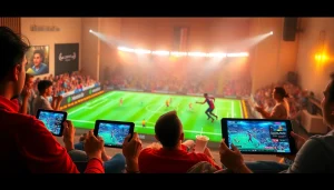Exciting live football match streamed on luongsontv, showcased on multiple devices.