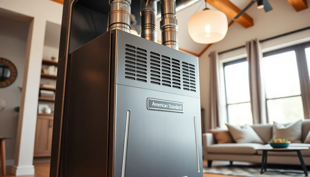 Efficient installation of an american standard furnace Canada, showcasing warmth in a modern home.