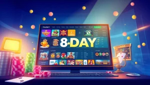 Experience the interactive world of online gaming with the 8day link interface, showcasing slots and sports betting.