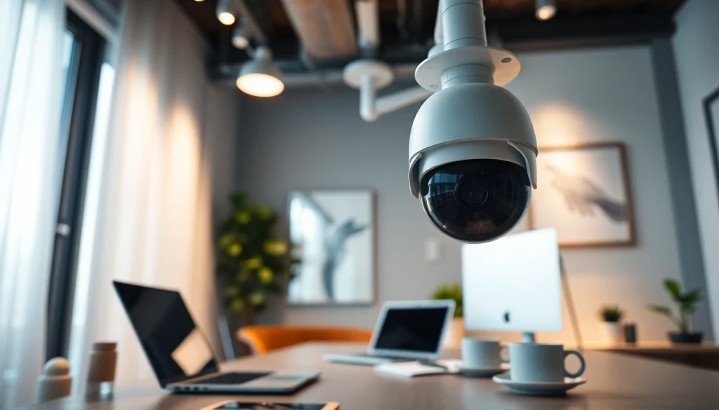 Cámaras de seguridad de alta tecnología en un espacio de trabajo moderno para la seguridad del hogar y del negocio.