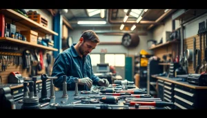 FACOM-Werkzeuge, die in einer professionellen Werkstatt in Spanien präsentiert werden und Qualität sowie Präzision hervorheben.