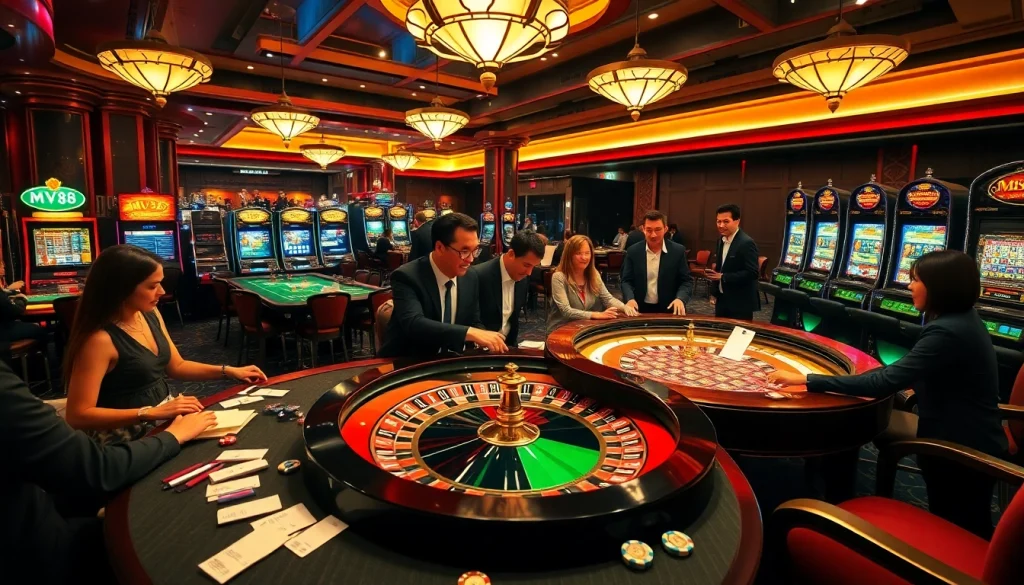 Gambling excitement with MV88 microphone capturing the vivid atmosphere in a luxurious casino.