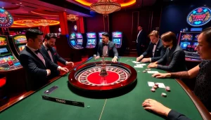 TR88 roulette action in a vibrant casino setting with dealers and excited players