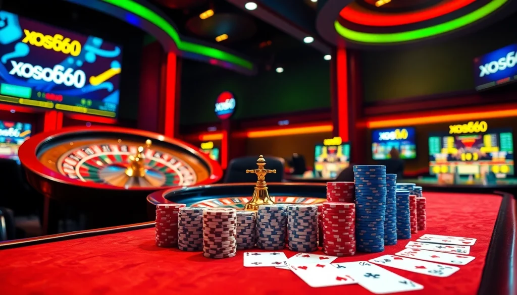 Experience the thrilling games at xoso66 casino with engaging visuals of roulette and poker.