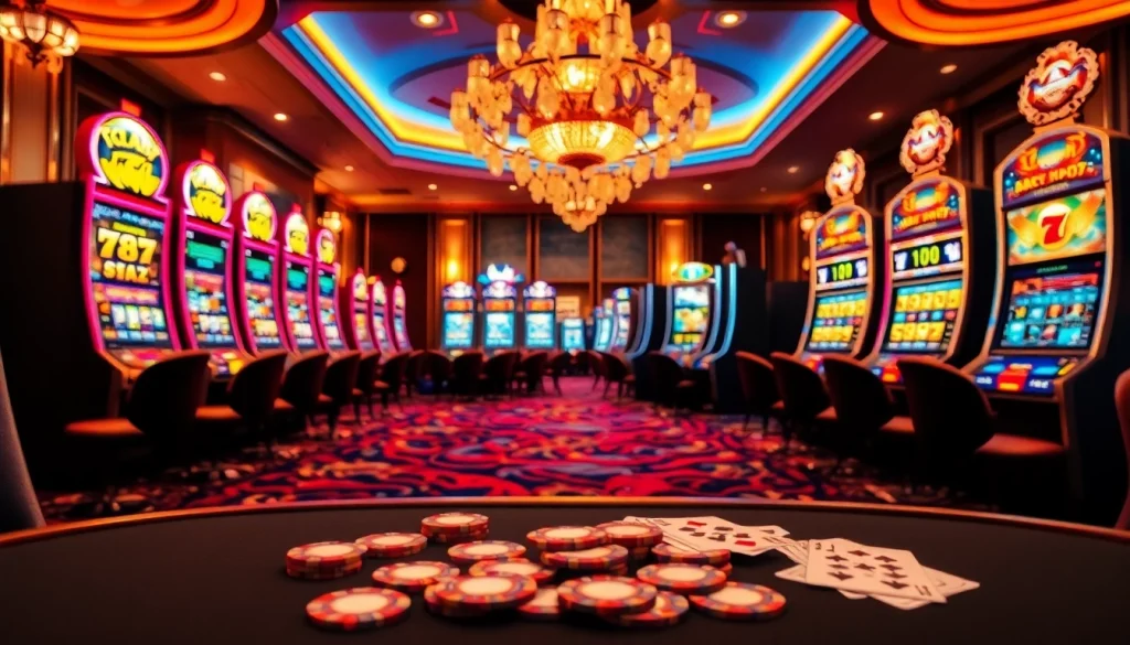 Experience the thrill of link alternatif slot gaming in a vibrant casino setting with bright slot machines.