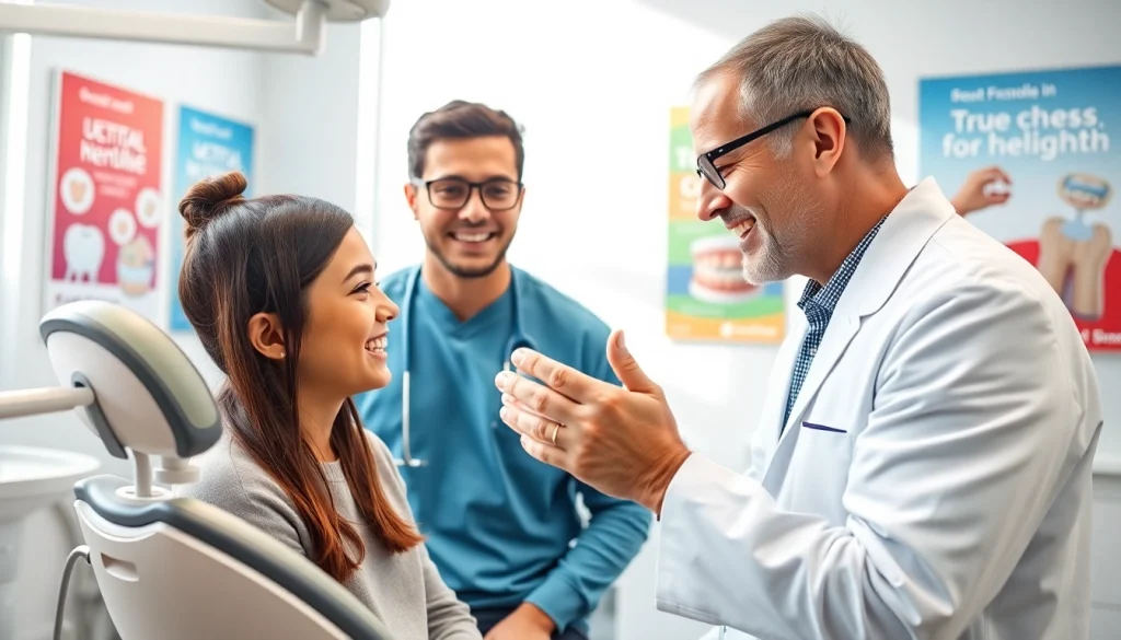 Teen orthodontics Hawthorn: Orthodontist with a teenage patient in a bright clinic, ensuring a comfortable experience.