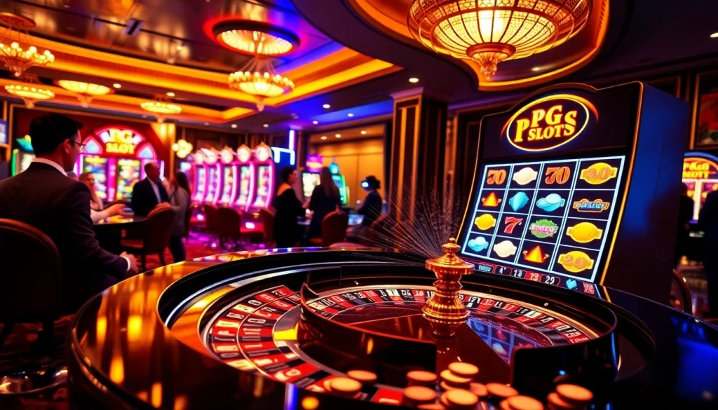 Experience the thrill of PG slot demo gameplay amidst a vibrant casino setting.