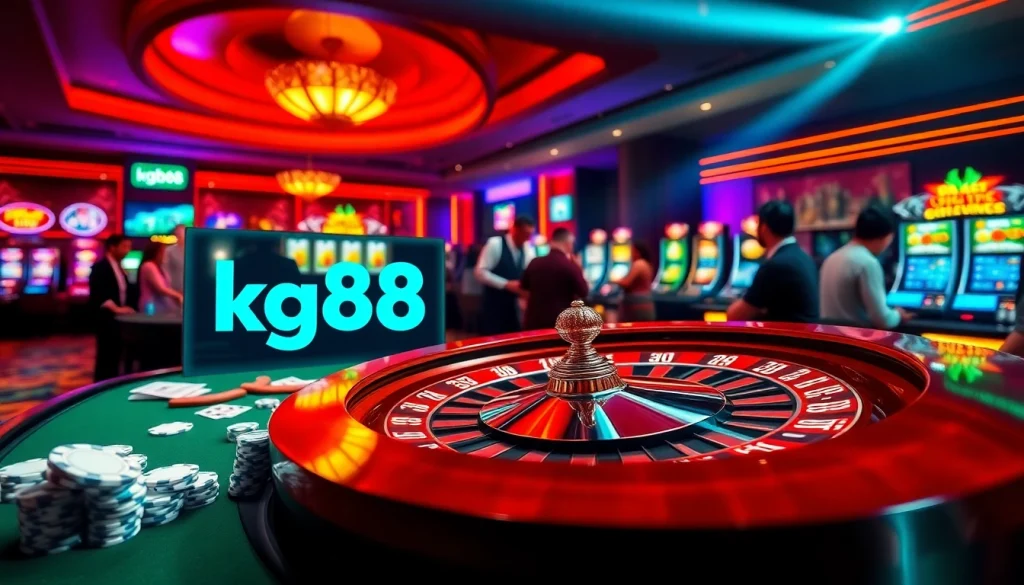 Experience the thrill of kg88 with vibrant casino action at a roulette table.