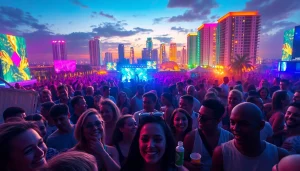 Celebrate wellness at a vibrant Miami rave CBD event featuring lively attendees and neon lights.