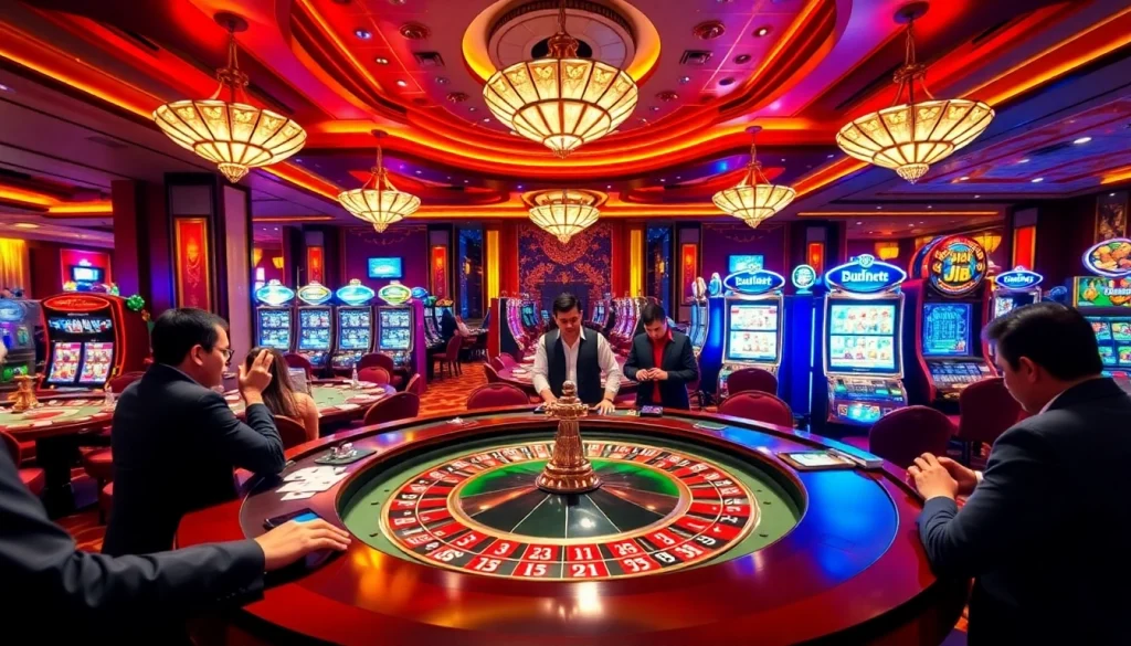 Experience the thrill of gambling at Trang chủ J88 with vibrant casino tables and engaging games.