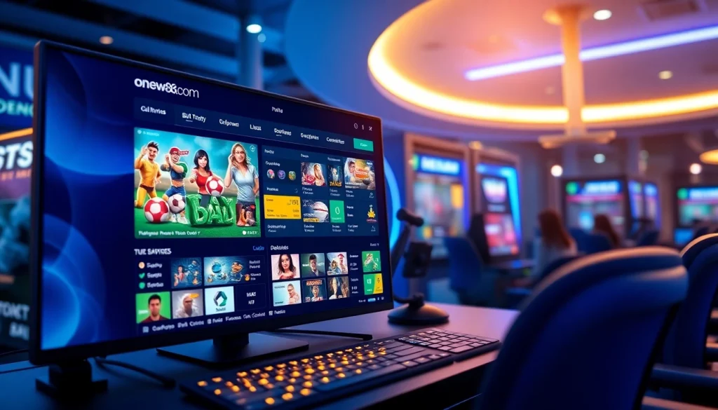 Online betting interface on onew88.com showcasing vibrant game options and user-friendly digital design.