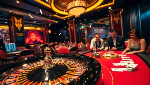 Players experiencing the excitement of casino games at TG888 with a luxurious atmosphere.